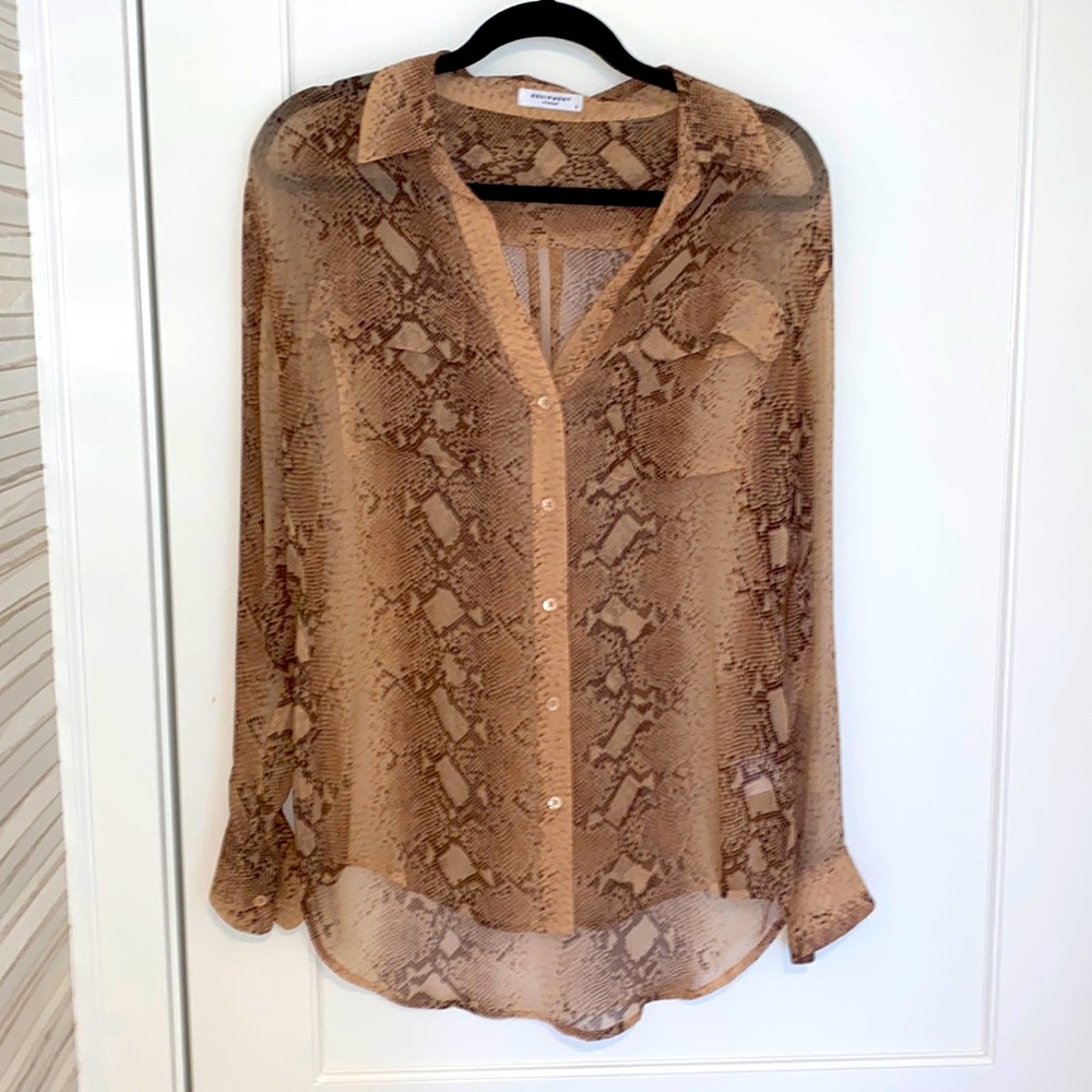 Equipment sheer snake skin button down